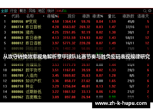 从攻守转换效率视角解析意甲球队比赛节奏与胜负密码表现规律研究